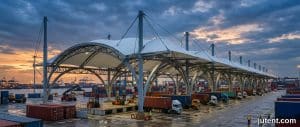 Tensile membrane structure – Typhoon-Rated Loading Docks: Engineering for SE Asia Ports