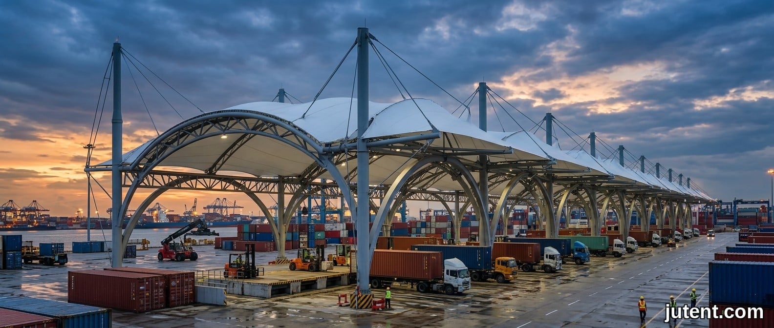 Tensile membrane structure – Typhoon-Rated Loading Docks: Engineering for SE Asia Ports