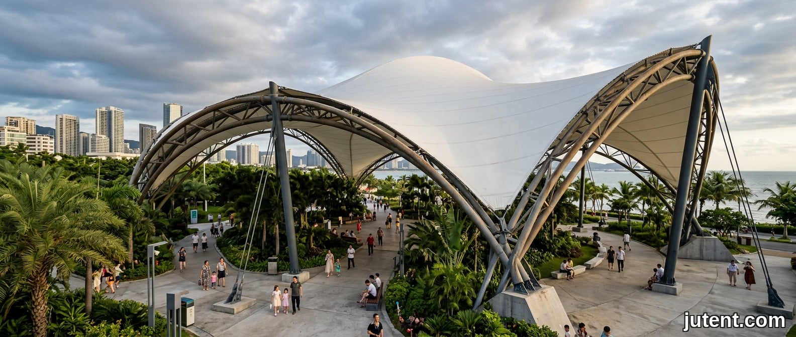 Tensile membrane structure – Typhoon-Rated Park Shades for Tropical Public Spaces