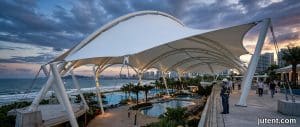 Tensile membrane structure – Engineering Typhoon-Rated Pool Shades for Coastal Facilities