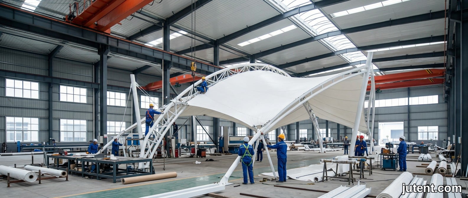 Tensile membrane structure – Assessing Factory Capacity for Major Public Park Shades