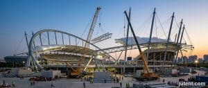 Struktur membran tegangan – Logistik Pemasangan Tapak untuk Pemasangan Bumbung Stadium Grandstand