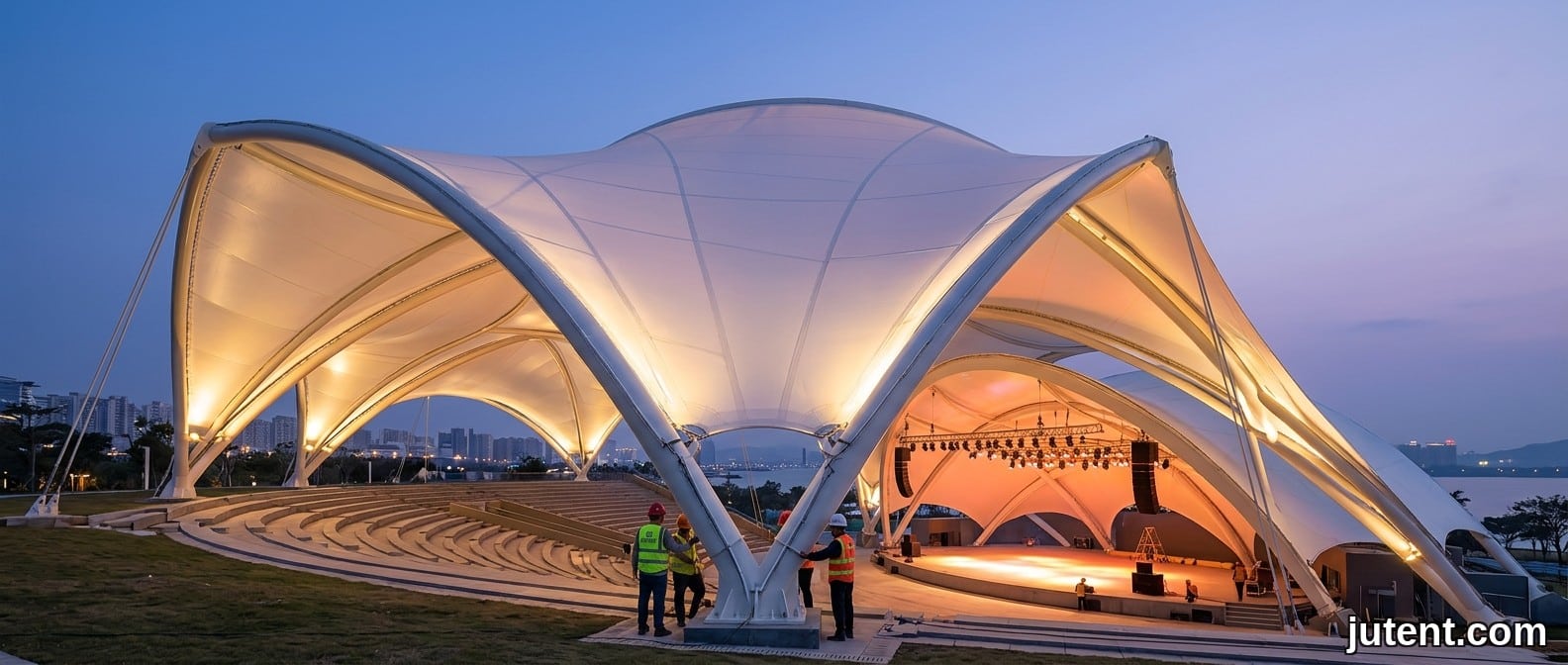 Tensile membrane structure – Stage Canopy Acoustic Design: Enhancing the Audio Experience