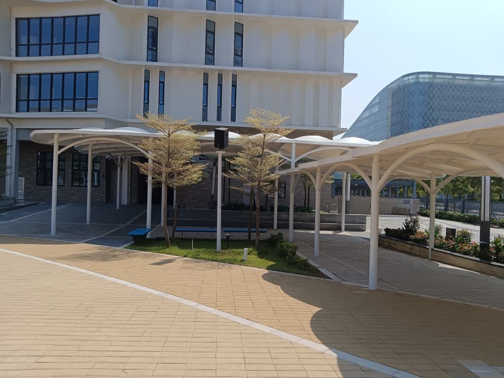 Completed Tensile Membrane Corridor Canopy