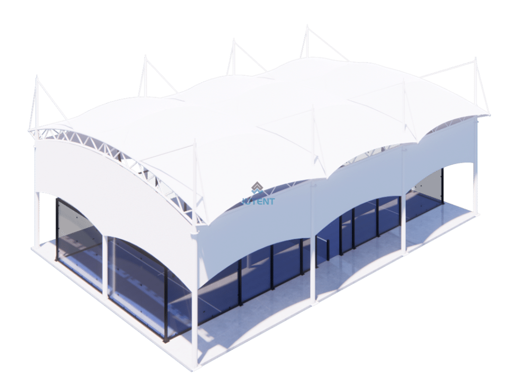 Arched Tension Rod Tensile Membrane Canopy For Padel Court Jutent Inc 