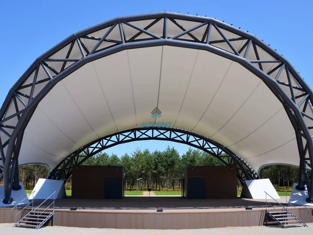 tensile membrane stage structure with steel frame for outdoor performance