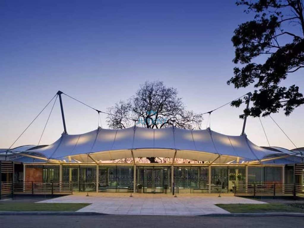 hospitality outdoor tensile membrane canopy providing shade