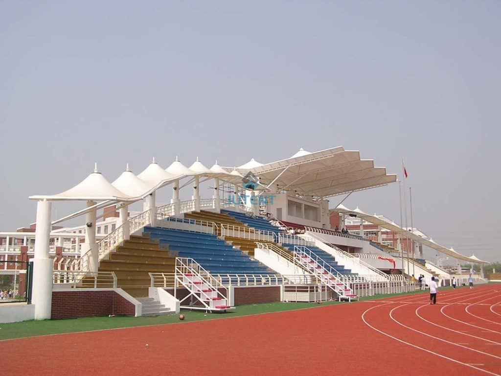 tensile membrane roof covering stadium grandstand seating