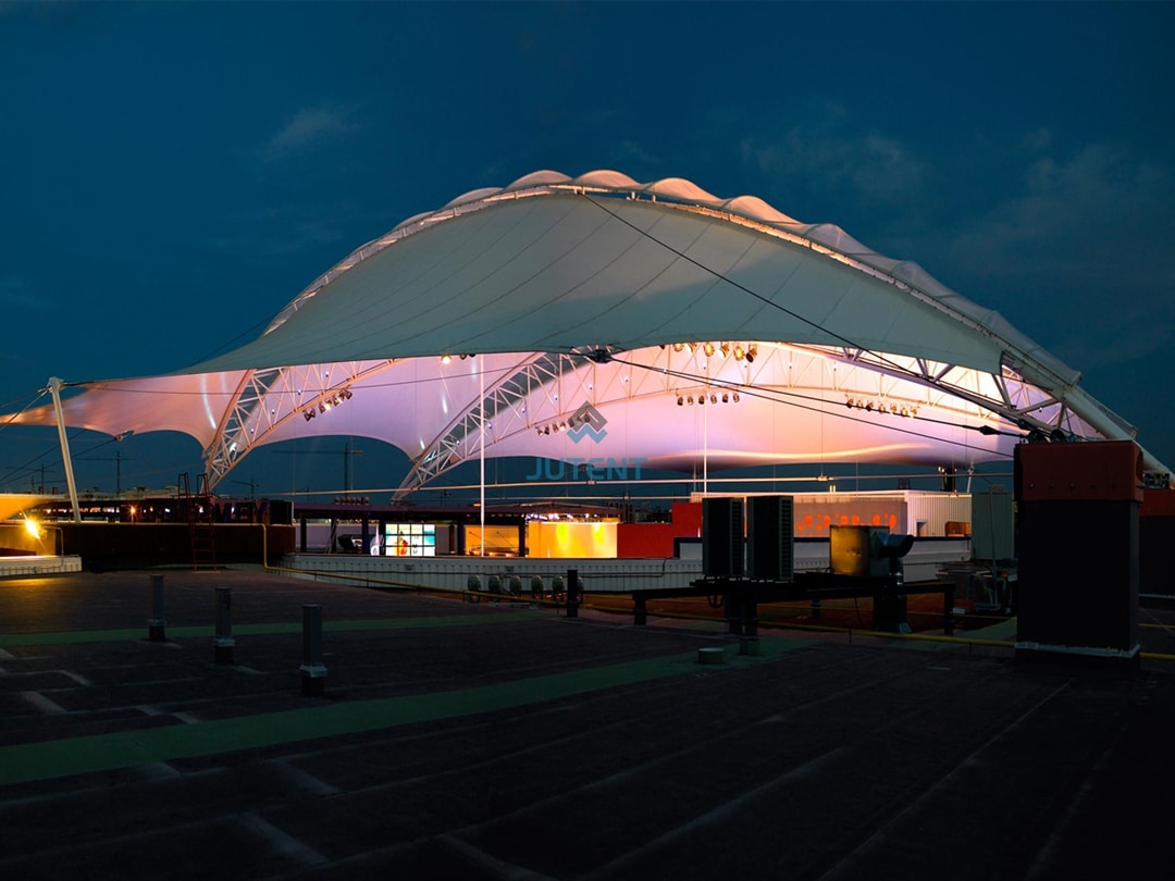 Theater Stage Tensile Membrane Roof Design and Engineering 2 theater stage covered by tensile membrane roof structure