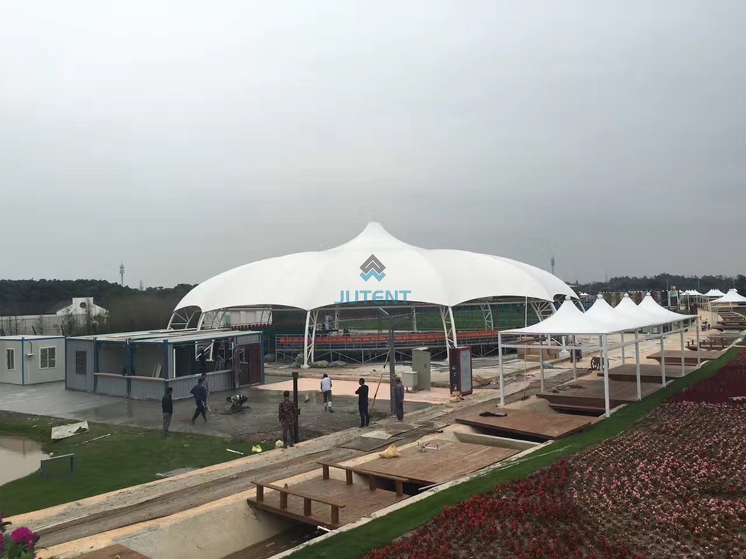 Theater Stage Tensile Membrane Roof Design and Engineering 3 theater stage covered by tensile membrane roof structure