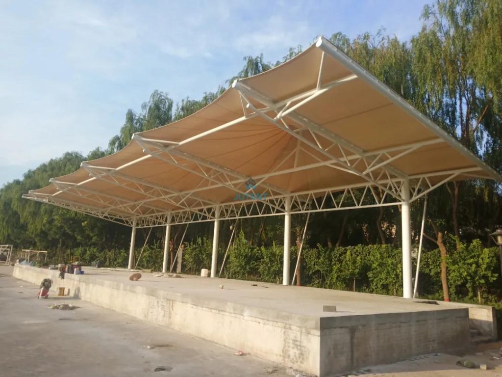 Custom tensile membrane stage canopy
