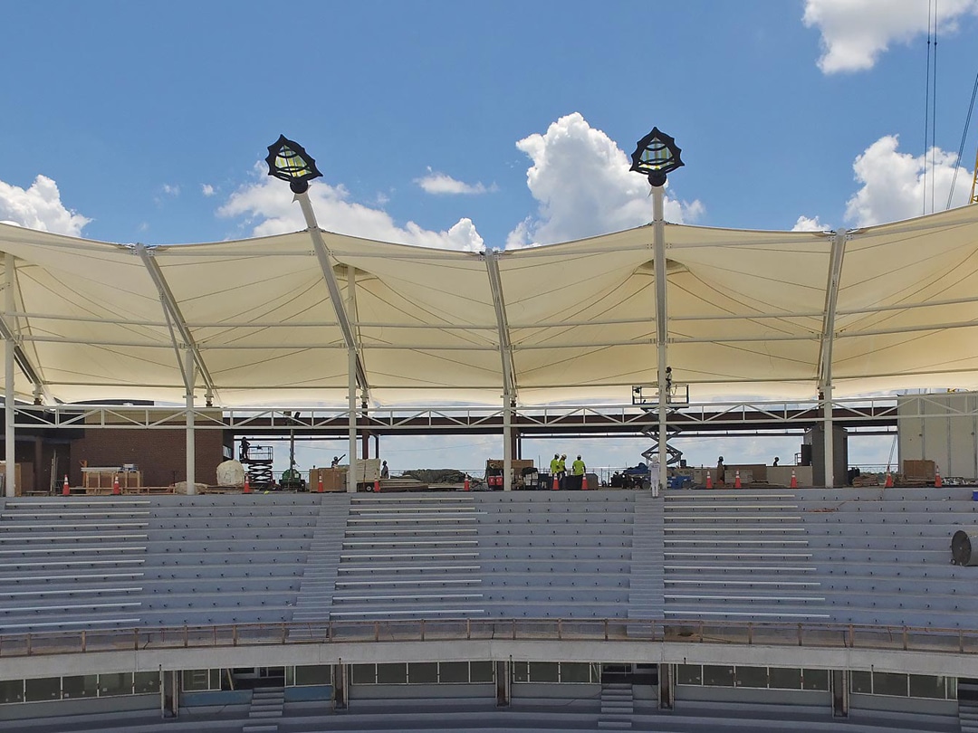 Fast Assembly With Minimal Crane Time Modular Bleacher Canopy