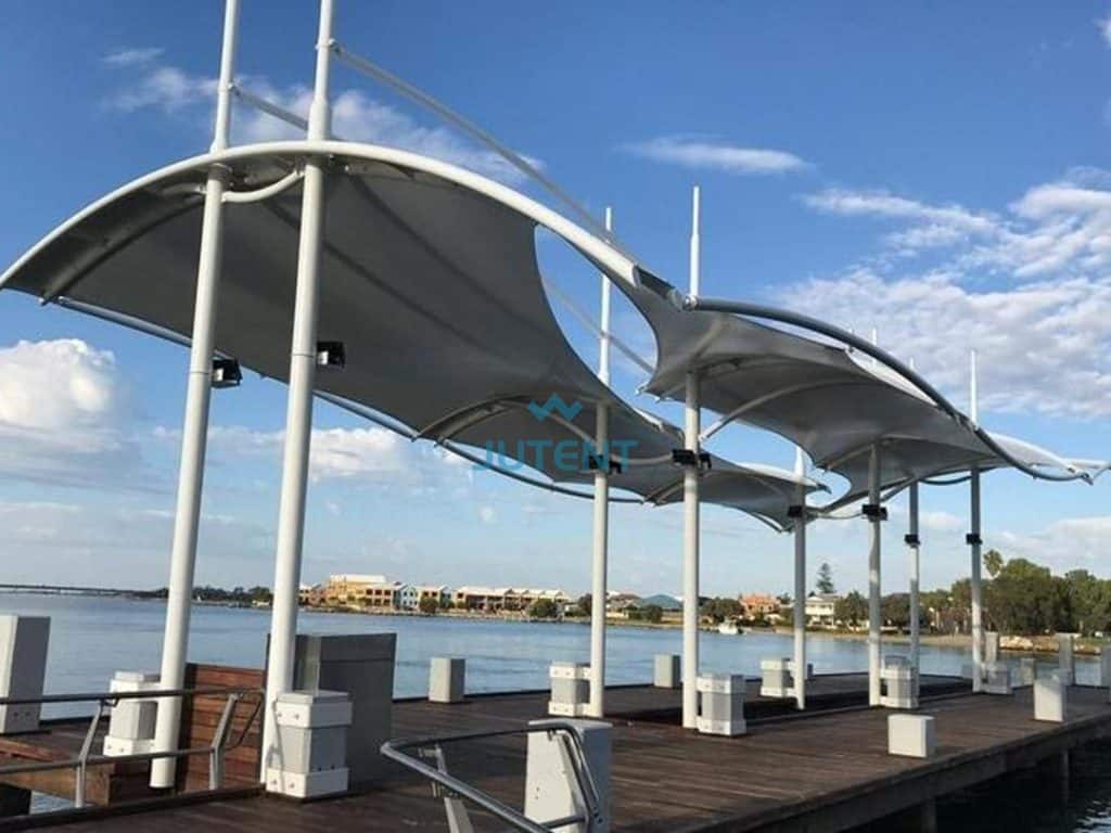 Mandurah coastal marina PVDF tensile membrane shade canopy waterproof fabric structure