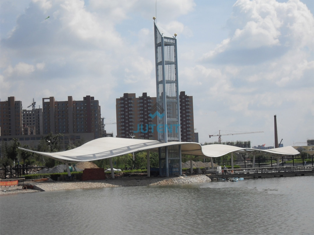 Tensile Membrane Structures for Waterfront and Marina Projects 3 Tensile membrane structure installed at waterfront marina project for shade and weather protection