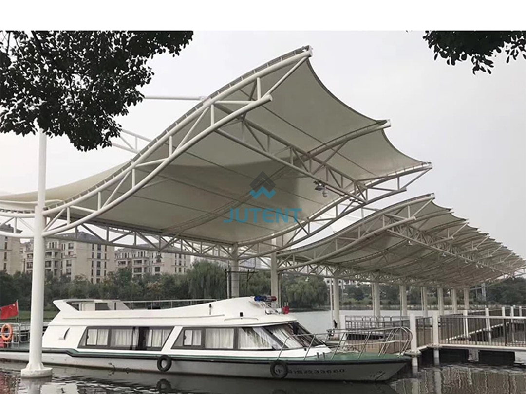 Tensile Membrane Structures for Waterfront and Marina Projects 4 Tensile membrane structure installed at waterfront marina project for shade and weather protection