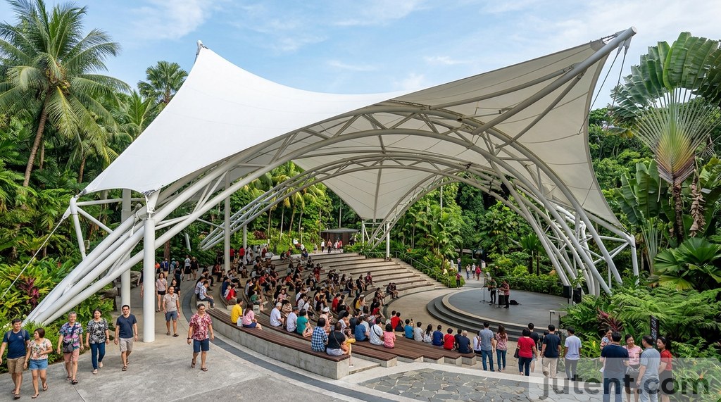 amphitheater tensile canopy in tropical application