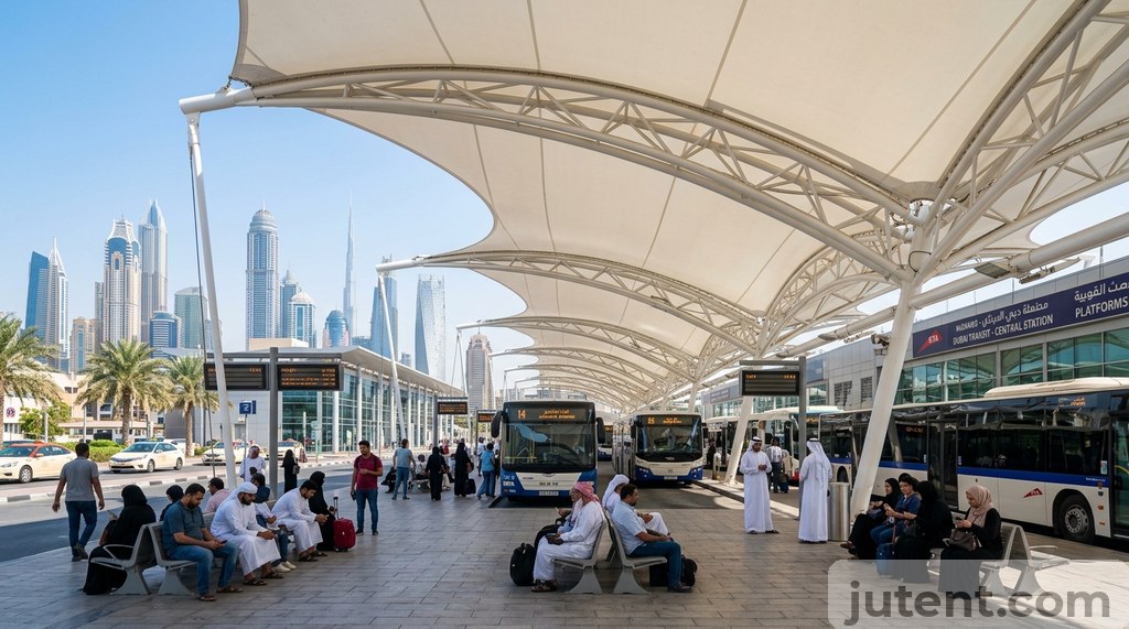Bus station canopy in Gulf transit facility