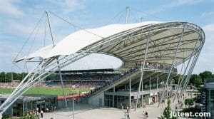Cable-stayed stadium canopy