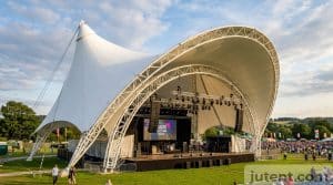 Concert stage tensile canopy