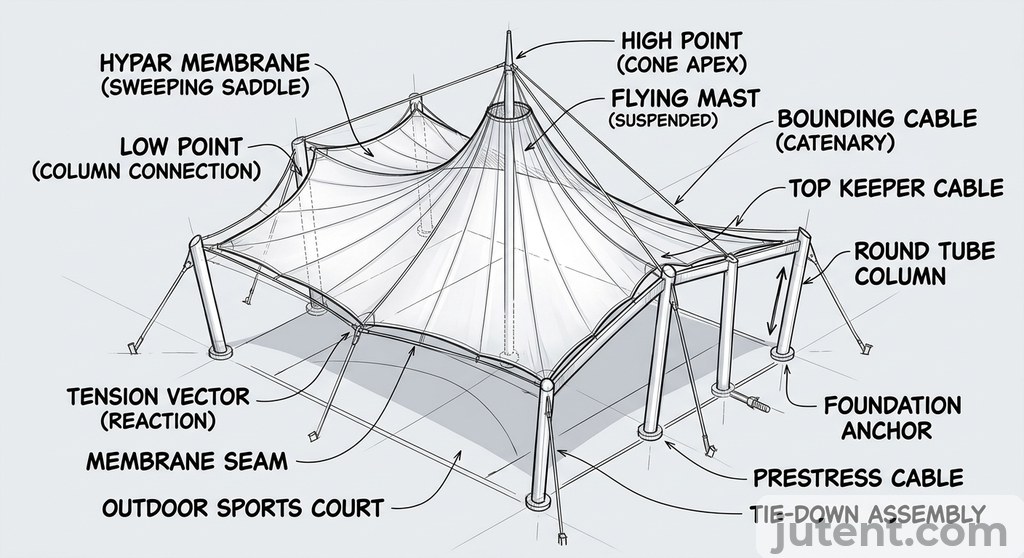 Cone/hypar form diagram