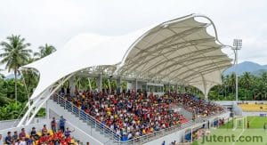 Grandstand canopy in tropical setting