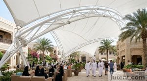hotel tensile canopy in Gulf application