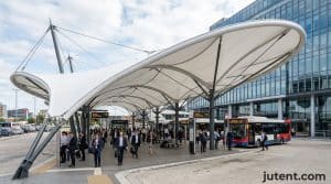 Labelled diagram of bus station canopy types