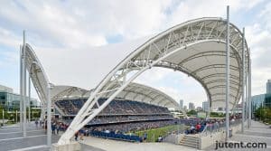 Labelled diagram of grandstand canopy components