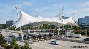 Labelled diagram of toll station canopy types