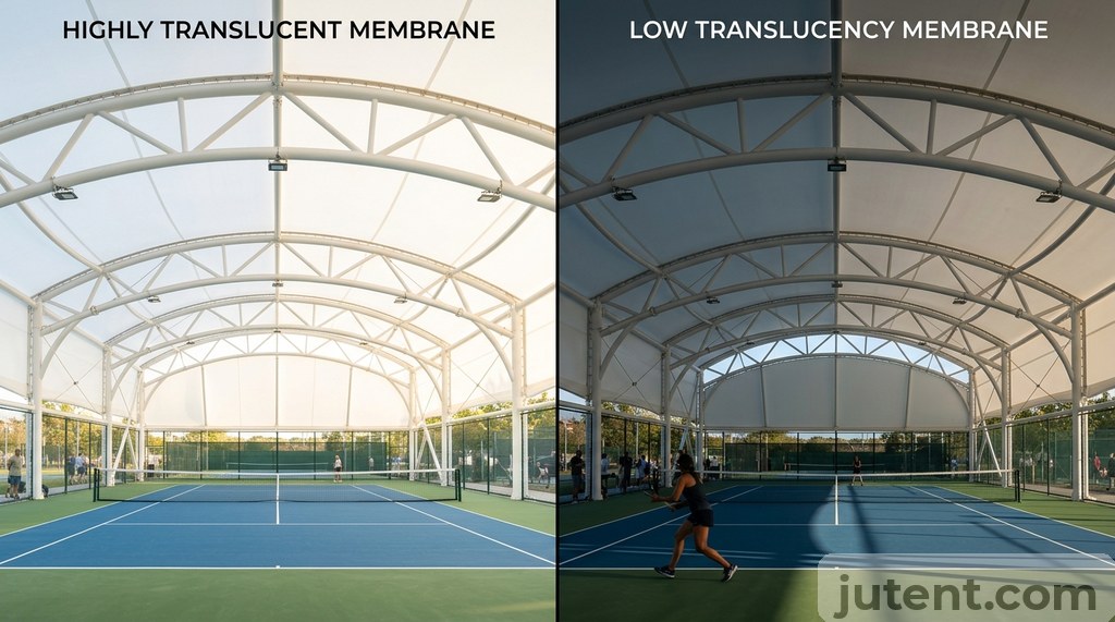 Light transmission comparison by membrane colour