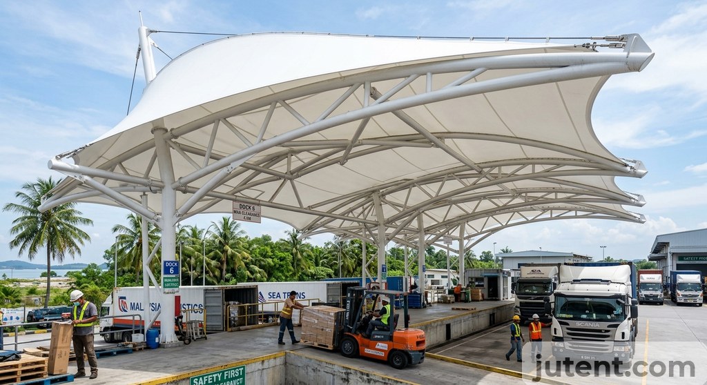loading dock canopy in tropical application