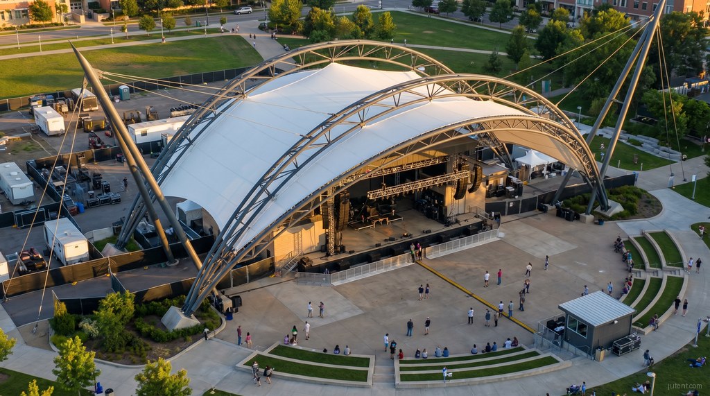 Outdoor stage canopy at civic venue