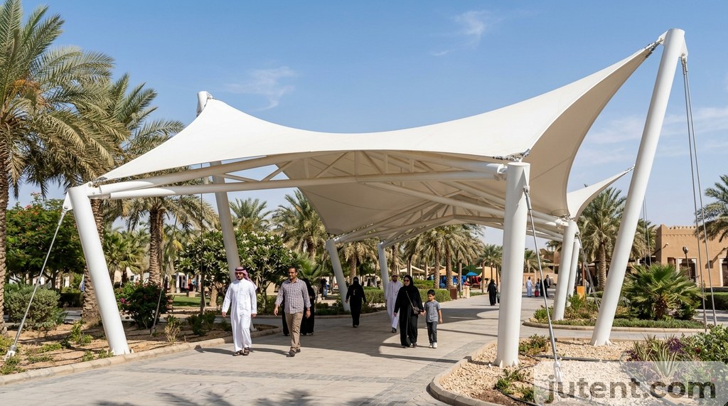 park tensile shade structure in Gulf application