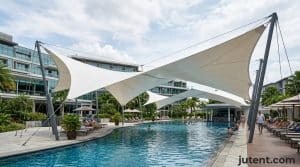 Pool shade in African aquatic facility
