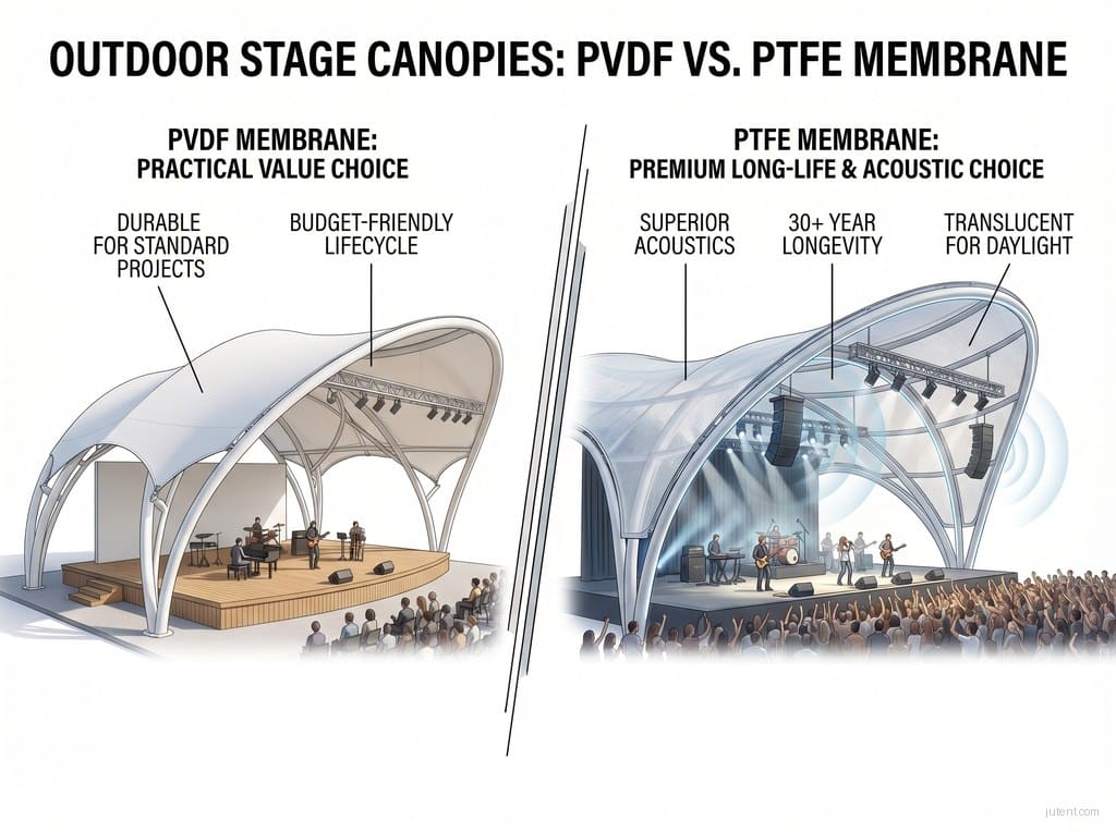 PVDF vs PTFE for outdoor stage canopies