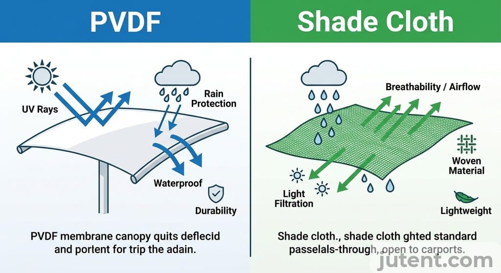 PVDF vs shade cloth comparison