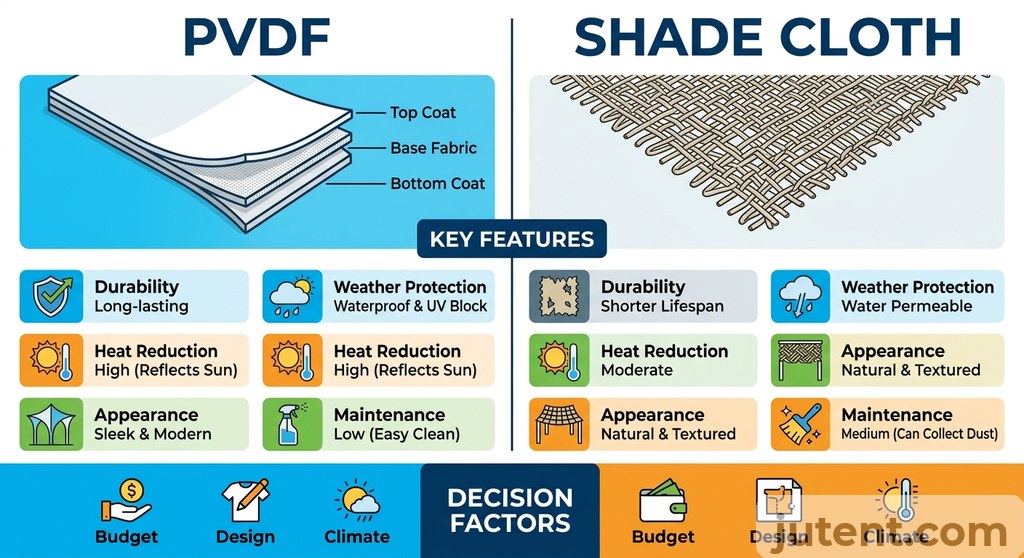 PVDF vs shade cloth table