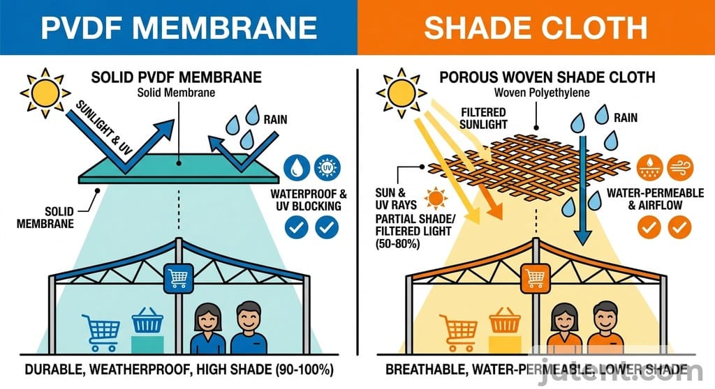 PVDF vs shade cloth table