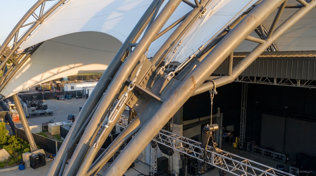 Rigging point detail for stage canopy