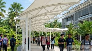 School walkway canopy in tropical school
