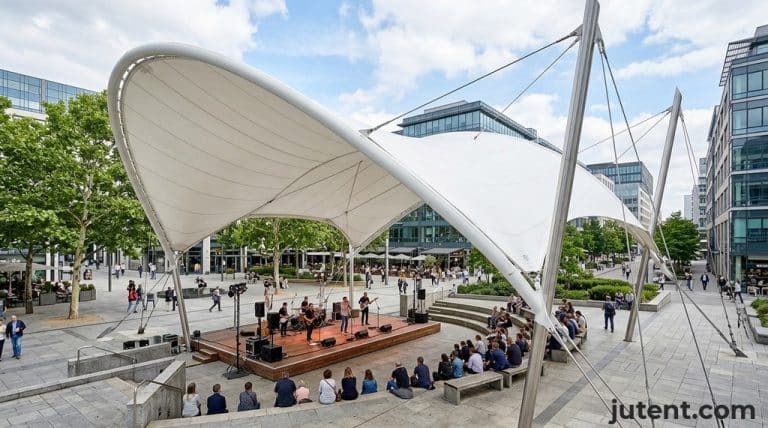 Cobertura tensada para escenario vs carpa con estructura