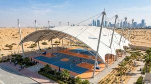 Sports court canopy in Gulf climate