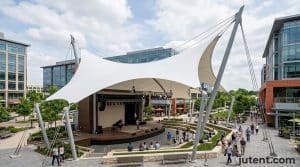 Stage canopy in African outdoor venue