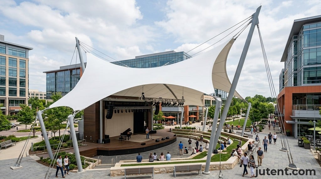 Stage canopy in African outdoor venue