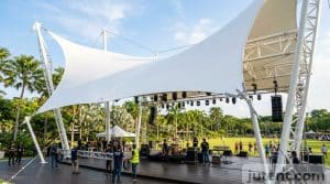 Stage canopy in tropical outdoor venue