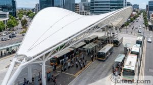 Tensile canopy over bus station