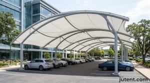Tensile carport in African parking facility