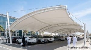 Tensile carport in Gulf parking facility