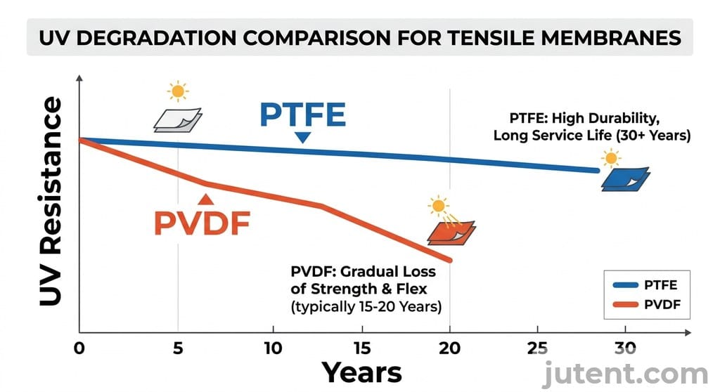 UV degradation comparison over time
