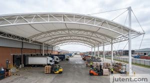 warehouse tensile canopy application photo